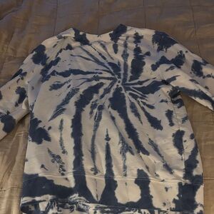 J. Crew Blue and White Tie-Dye Crewneck Sweater